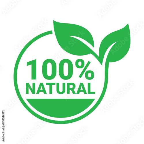 100% Natural Product Label Circle Vector Logo. Healthy Food Badge. Set of eco friendly icons. Ecologic food stamps.