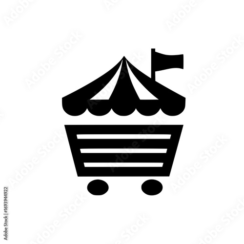 Minimalist Shopping Cart with Tent Graphic for Nature Exploration and Hiking Adventures
