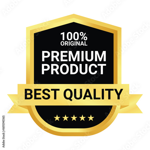 Premium quality vector badges. Luxury black and gold labels. For icon, logo, sign, seal, symbol, stamp, sticker. Vector illustration