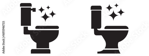 Toilet cleaning bowl black line icon. Bathroom cleaning. Restroom or bathroom symbol or logo. Vector toilets man or woman urinate to cleanup. Toilet equipment. Vector Illustration.