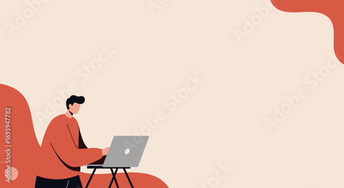 Focused person working on a laptop, representing remote work, online education, or digital business. Ideal for technology, lifestyle, and productivity concepts.