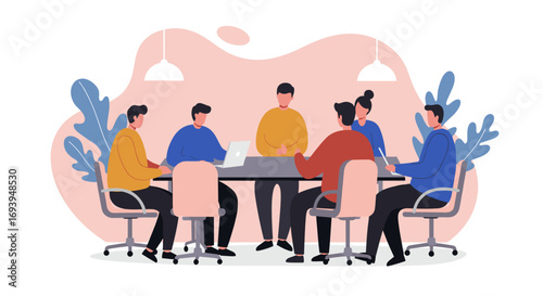 Diverse team collaborates in a modern office meeting, discussing ideas and planning strategy for business growth and success. Ideal for corporate productivity concepts.