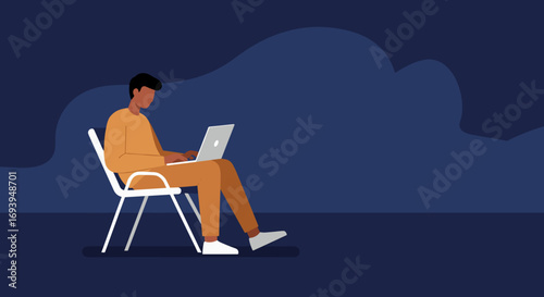 Focused person working diligently on a laptop, illustrating remote work, online learning, productivity, and digital lifestyle. Ideal for business, technology, and educational concepts.