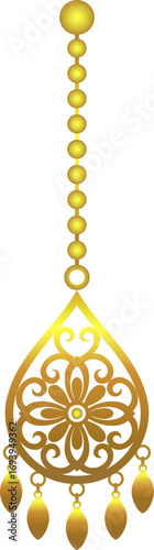 Golden Kazakh pendant with beads № S2-01