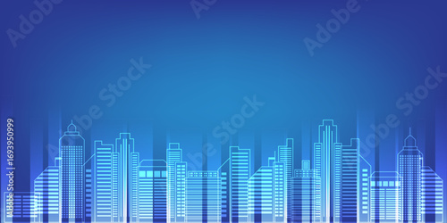Futuristic outline urban landmark silhouette skyline cityscape with city and panoramic buildings background vector.