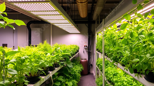 Artificial lighting is utilized in modern vertical farming to facilitate efficient indoor plant growth for various urban agriculture projects