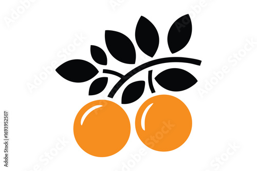 Orange Fruit Logo with Leaves
