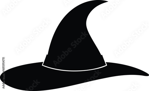 Witch Hat Silhouette - Halloween Black Vector Illustration