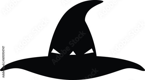 Witch Hat Silhouette - Halloween Black Vector Illustration