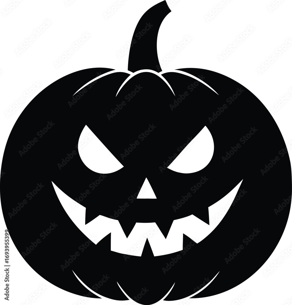 Fototapeta premium Halloween Pumpkin Silhouette Vector, Jack o Lantern Outline Icon Set, Scary Holiday Symbol Collection. 