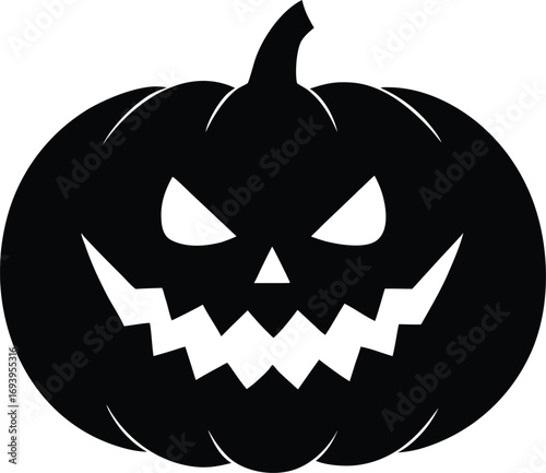 Minimal Halloween Pumpkin Silhouette, Simple Jack o Lantern Vector Icon for Logo and App Design. 