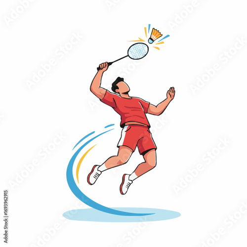 a badminton player smashing shuttlecock