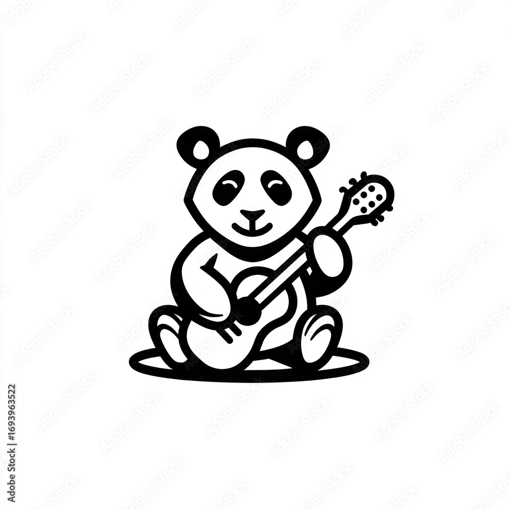 Fototapeta premium panda illustration black outline on white page