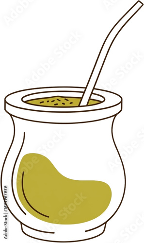 Healthy Herbal Drink Mate Tea and Yerba Mate Teabag Set Illustration