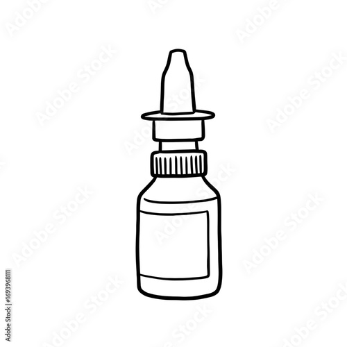 Nasal spray bottle for allergy relief in simple outline design  