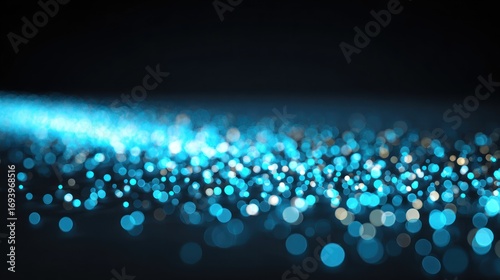 Wallpaper Mural A cascade of blurred, bright blue and silver spots fades into the dark background, creating a dreamy and shimmering abstract landscape Torontodigital.ca