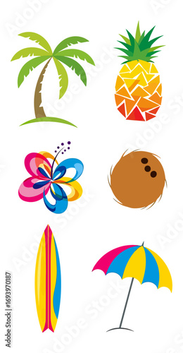 Tropical vacation icons