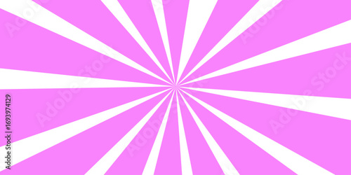 An abstract retro sunburst pattern with a grunge texture features a starburst of pink and purple rays