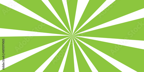 Abstract green background with a vintage sunburst design and retro light rays