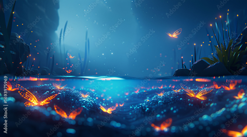 Obraz premium Serene Lakeside Campfire Under A Starry Sky 