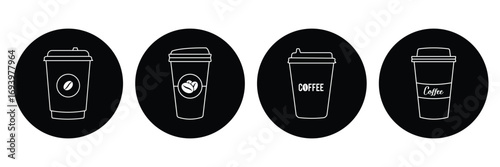 Coffee cup vector icon set . Paper coffee cup icon isolated on white background. eps 10