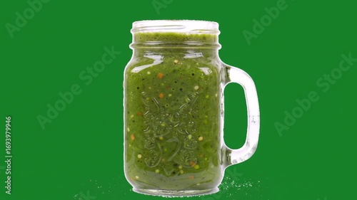 Zesty green smoothie in mason jar