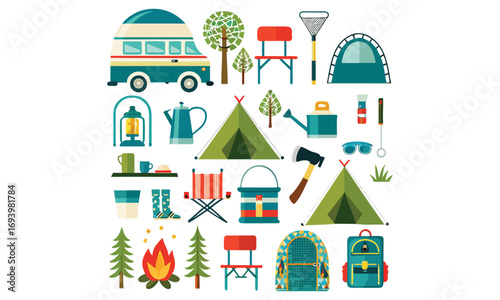 Glamping Tent Vector Camping, Festival Tents, Outdoor Adventure Icons