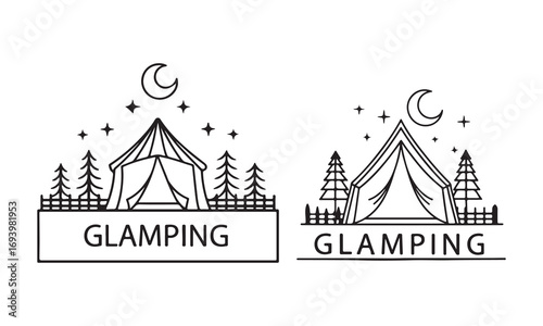Glamping Tent Vector Camping, Festival Tents, Outdoor Adventure Icons