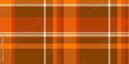 Warm plaid pattern in shades of orange and brown. Classic, versatile textile design for backgrounds, fabrics, or adding a cozy, autumnal feel to creative projects.