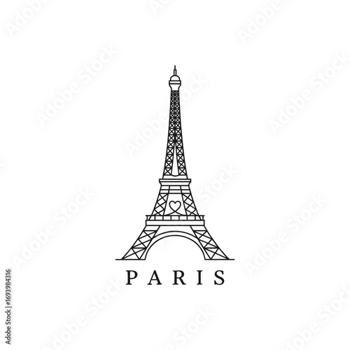 Paris Eiffel Tower logo concept