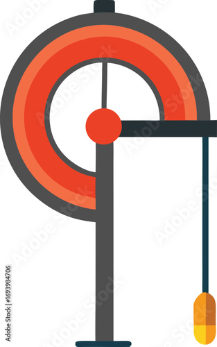 Stylized illustration of a plumb bob and line apparatus