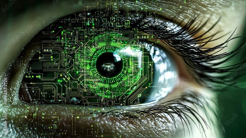 Naklejka premium A representation of artificial intelligence featuring a futuristic background.