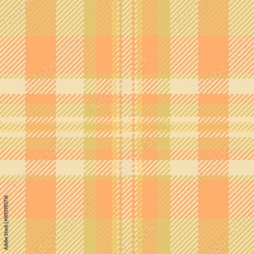 Soft plaid pattern with muted oranges, yellows, and creams. Classic textile design ideal for backgrounds, apparel, or a cozy, comforting texture.
