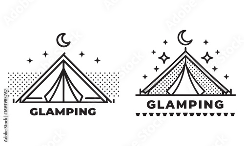 Camping and Glamping Vector Mountain Tents, Outdoor Adventure, Eco Travel