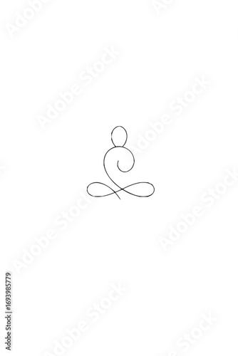 Serene figure meditating elegantly in a minimalist, flowing artistic representation promoting wellness and peace
