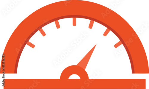 Orange speedometer icon on a black background