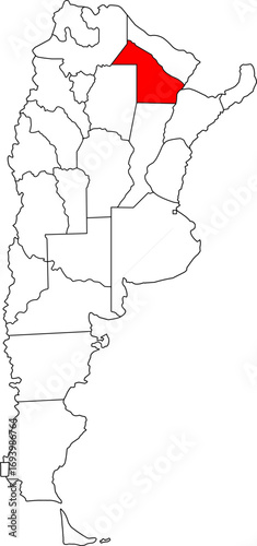 A vector map of Argentina highlighting the Chaco province. Ideal for geographical studies, regional reports, and data visualization projects.

