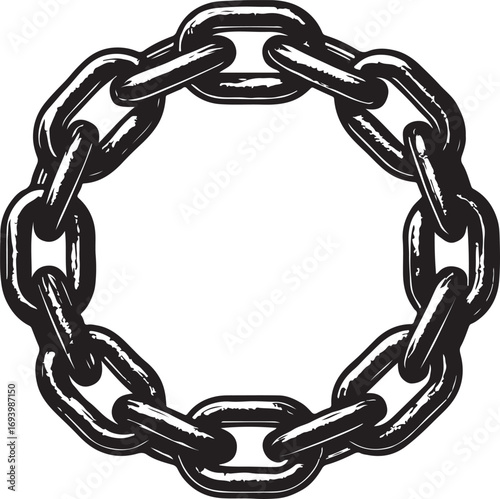 A Black and White Circular Chain Link Border