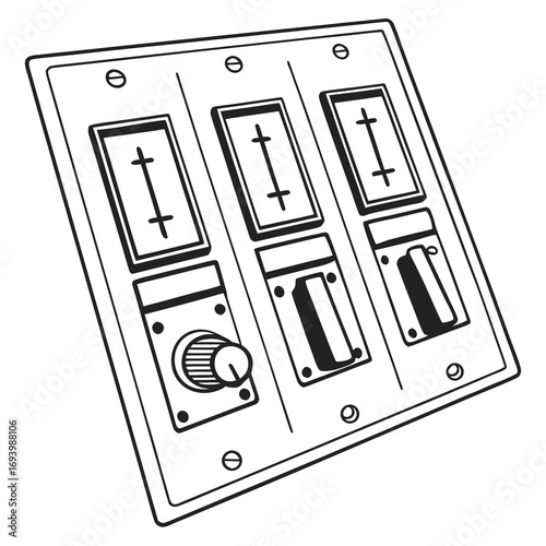 Control panel with switches and dial slider knobs