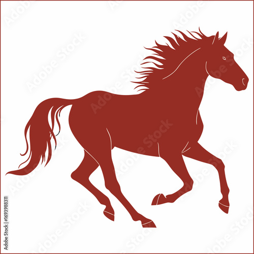 A striking silhouette of a graceful horse trotting smoothly across a plain white background, perfect for graphic design, logo creation, equestrian themes, and illustrations, with a clean and modern ae
