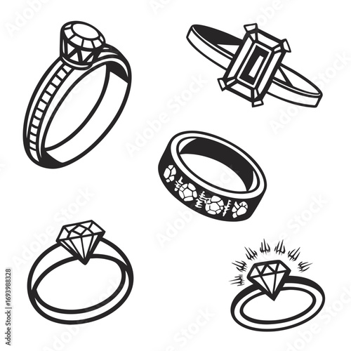 Diamond engagement wedding band ring icons jewelry