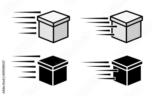 Fast shipping delivery box icon set. Delivery package icon. Fast delivery concept.