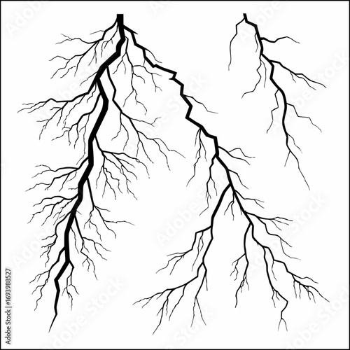 black lightning bolts on white background clip art preview