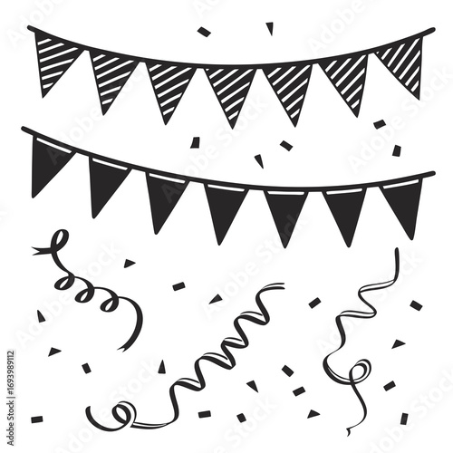 Festive bunting streamers confetti celebration flags party