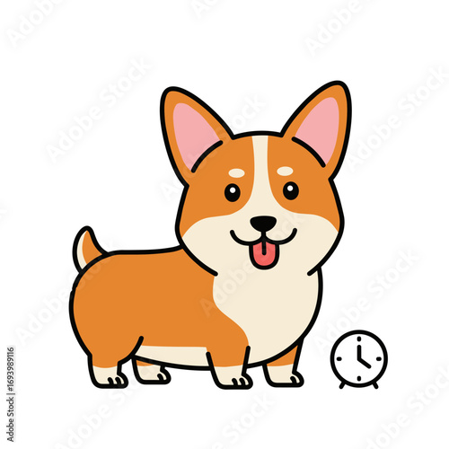 Cute cartoon Corgi dog illustration