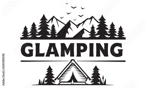 Camping and Glamping Vector Art Tents, Forest Adventure, Outdoor Travel