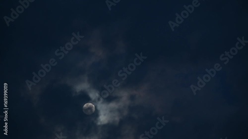 Moment of cloud through moon in the night, timelapse.. High quality 4k footage