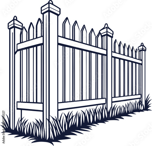 A wrought iron gate and fence with a detailed picket design secure a building