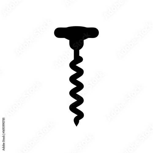 Simple corkscrew black shape on transparent background silhouette