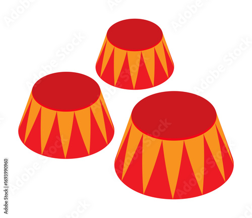 Isometric circus stand for trained animals. Circus trainer equipment. Realistic 3D vector concept isolated on white background